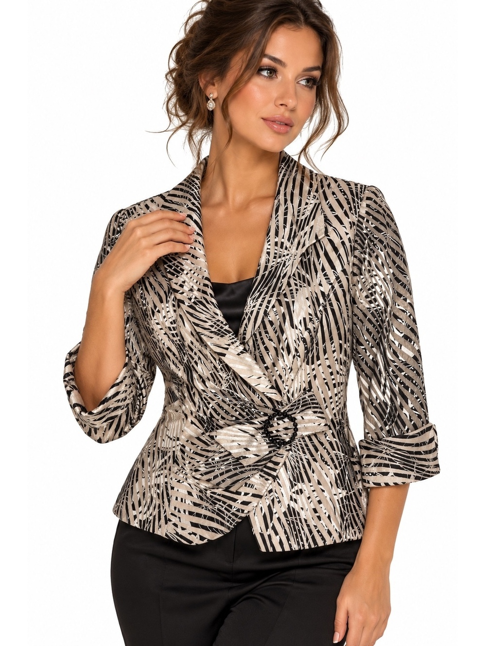 Alex Evenings Petite Metallic Abstract Bow Evening Jacket Blazer MP